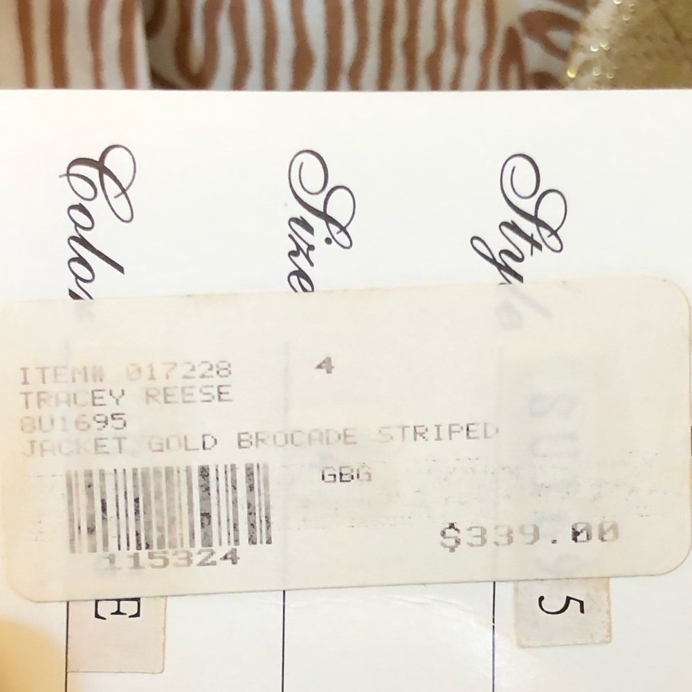 NWT Tracy Reese Gold Brocade Striped Jacket Sz 4 - Picture 7 of 8